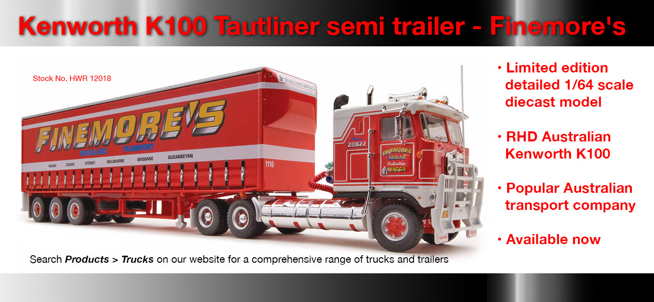 Kenworth K100 with Tautliner trailer in Finemores livery